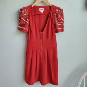 Alice by Temperley red embellished sleeve dress US 4